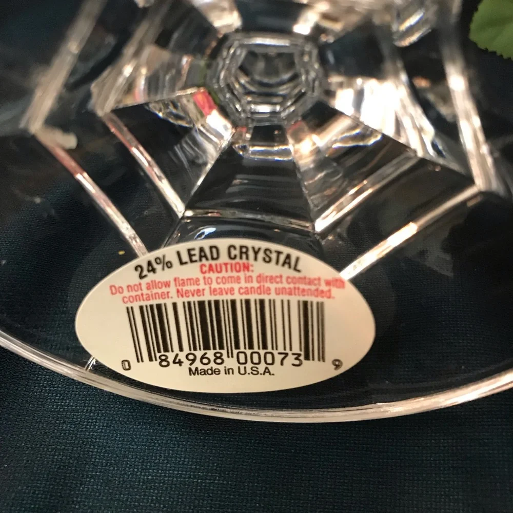 Vintage Pair 24% Lead Crystal Candle Holders Made in USA 4.25” Original Labels